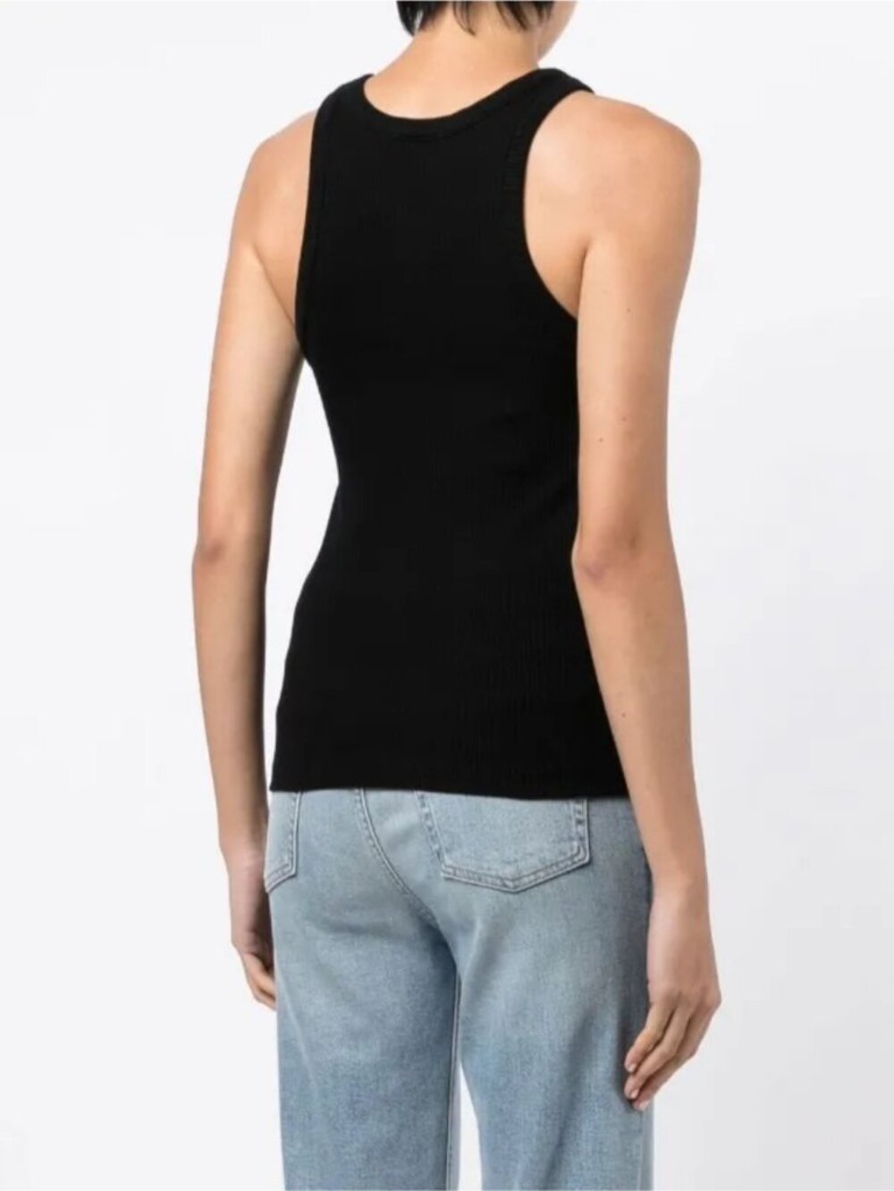 AGOLDE Bailey Black ORGANIC COTTON Ribbed Knit Tank Top Sleeveless stretchy Sm - Picture 3 of 11